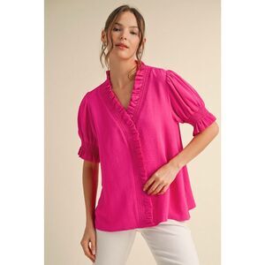 277. Hot Pink Ruffle Detail Blouse